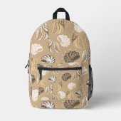 ベージシーシェルビーチ海 プリントバックパック (正面)