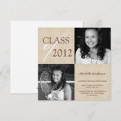 ベージダイヤモンドスクエア写真卒業発表 案内状 (正面/裏面)