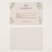 ベージニュートラルエレガントギフト証書 (正面&裏面)