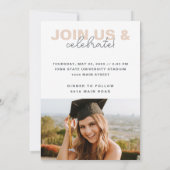 ベージニュートラルグラデーション卒業 招待状 (裏面)