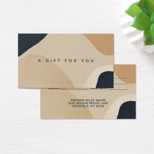 ベージネイビーモダンブルー抽象芸術図形ギフトカード (デスク)