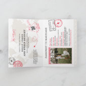 ベージパスポート目的地の結婚式 招待状 (内部)