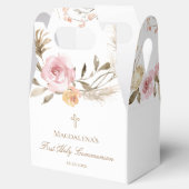 ベージピンクの花の最初の聖餐式 フェイバーボックス (オープン)