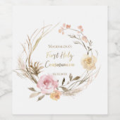 ベージピンクの花の最初の聖餐式 ワインラベル (シングルラベル)