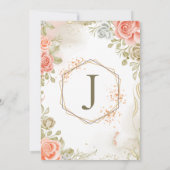 ベージベイビーシャワーフローラフラットアナウンスメントカード 案内状 (裏面)