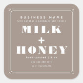 ベージミニマルモダンリストキャンドル製品ラベル スクエアシール (正面)