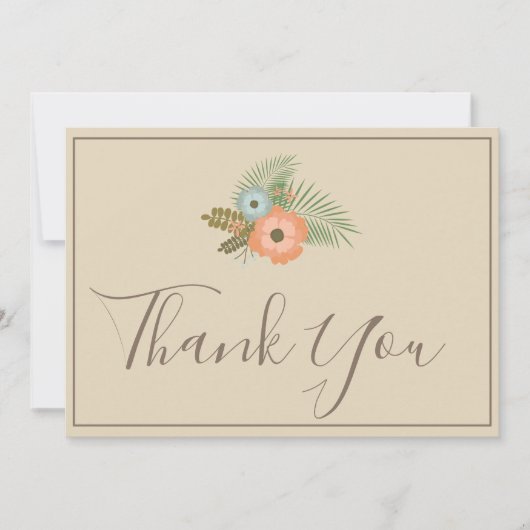ベージュありがとう美しいフローラ サンキューカード (正面)