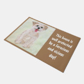 ベージュおもしろいドのモーキーガード犬 ドアマット (アングル)