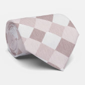 ベージュおよびグレーの幾何学的パッチワークパターン斜め ネクタイ (ロール)