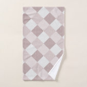 ベージュおよびグレーの幾何学的パッチワークパターン斜め バスタオルセット (ハンドタオル)