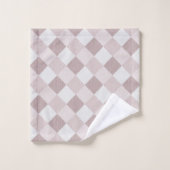 ベージュおよびグレーの幾何学的パッチワークパターン斜め バスタオルセット (ウォッシュタオル)