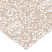ベージュおよび白い花のダマスク織のビクトリア時代の人のヴィンテージ テーブルクロス (アングル)