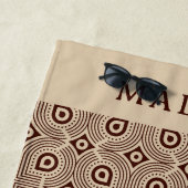 ベージュおよび茶色の幾何学的な形状 ビーチタオル (インサイチュ)