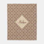 ベージュおよび茶色の幾何学的な形状 フリースブランケット (正面)