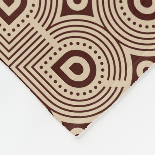 ベージュおよび茶色の幾何学的な形状 フリースブランケット (角)