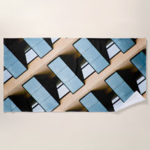 ベージュおよび青の幾何学的パターン