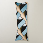 ベージュおよび青の幾何学的パターン ボディピロー (正面縦)