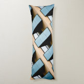 ベージュおよび青の幾何学的パターン ボディピロー (裏面 (縦))