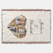 ベージュお洒落ハートフォトコラージュパーソナライズされた スローブランケット (正面)