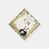 ベージュお洒落バンブアンドパンダ誕生日パーティー スタンダードカクテルナプキン (角)