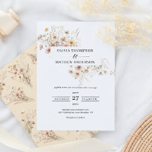 ベージュお洒落牧草地ワイルドフラワーフレーム結婚ズ