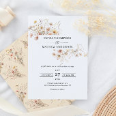ベージュお洒落牧草地ワイルドフラワーフレーム結婚ズ 招待状