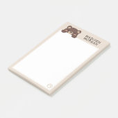 ベージュかわいいクマ&ポーズネームを追加 ポストイット (アングル)