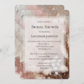 ベージュかわいらし赤面ピンクボホフローラブライダルシャワー 招待状 (正面/裏面)