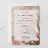 ベージュかわいらし赤面ピンクボホフローラブライダルシャワー 招待状 (正面)
