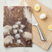 ベージュかわいらし赤面ピンクボホフローラ キッチンタオル (四つ折り)