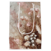 ベージュかわいらし赤面ピンクボホフローラ ミディアムペーパーバッグ (裏面)