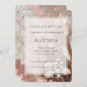 ベージュかわいらし赤面ボホピンクフローラ16位誕生日 招待状 (正面/裏面)