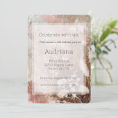 ベージュかわいらし赤面ボホピンクフローラ16位誕生日 招待状 (スタンド正面)