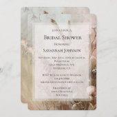 ベージュかわいらし赤面ボホフローラブライダルシャワー 招待状 (正面/裏面)