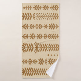 ベージュとアースブラウン植物柱 バスタオル