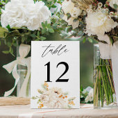 ベージュとオレンジのフローラテーブル番号 テーブルナンバー