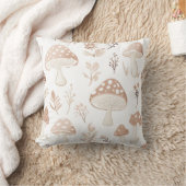 ベージュとクリームマッシュルームパターン装飾用クッション クッション (ブランケット)