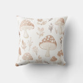ベージュとクリームマッシュルームパターン装飾用クッション クッション (裏面)