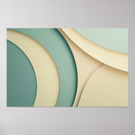 ベージュとグリーンの曲線型枠の背景 ポスター