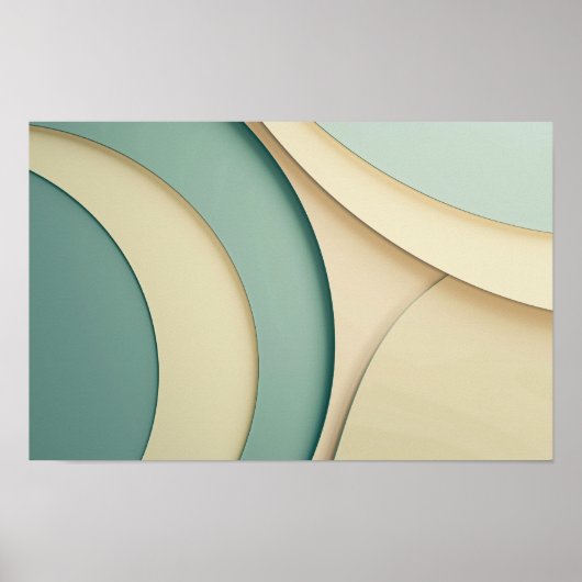 ベージュとグリーンの曲線型枠の背景 ポスター (正面)