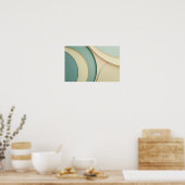 ベージュとグリーンの曲線型枠の背景 ポスター (キッチン)