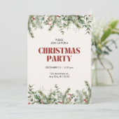 ベージュとグリーンウォーター色フローラクリスマスパーティー 招待状 (スタンド正面)