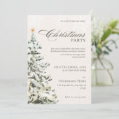 ベージュとグリーンニュートラルのミニマリストのクリスマスパーティー 招待状 (スタンド正面)