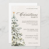 ベージュとグリーンニュートラルのミニマリストのクリスマスパーティー 招待状 (正面/裏面)
