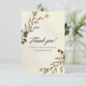 ベージュとグリーンフローラ水カラーサンキューカード サンキューカード (スタンド正面)