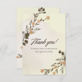 ベージュとグリーンフローラ水カラーサンキューカード サンキューカード (正面/裏面)