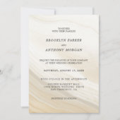 ベージュとグレーの大理石のウェディング 招待状 (正面)
