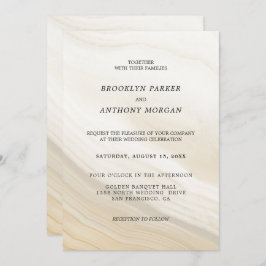 ベージュとグレーの大理石のウェディング 招待状