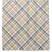 ベージュとグレーの格子柄 シャワーカーテン (正面)