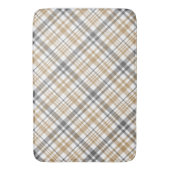 ベージュとグレーの格子柄 バスマット (正面縦)
